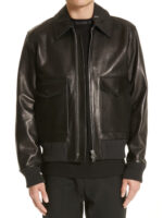 Black Lambskin Leather Jacket For Men
