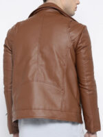 Men Brown Pu Biker Jacket