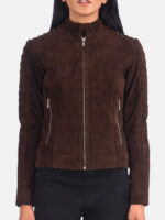 Women’s Suede Leather Brown Jacket