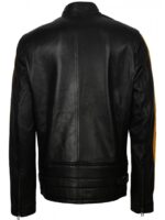 Men Yellow Stripes Biker Jacket