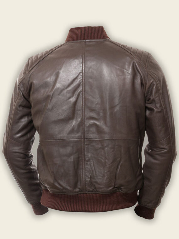 Men Dark Brown Bomber Jacket
