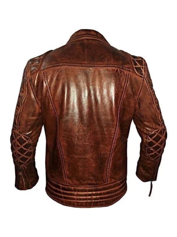 Mens Diamond Quilted Vintage Leather Jacket