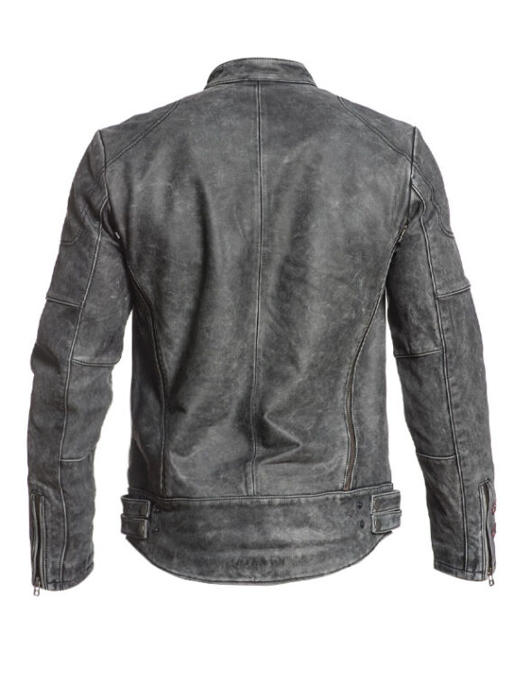 Men’s Distressed Cafe Racer Leather Biker Jacket