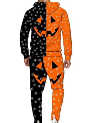 Halloween 2023 Orange and Black Pumpkin Tracksuit