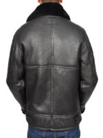 Men Black Shearling Flying Leather Aviator Jacket