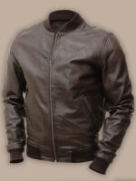 Men Hickory Brown Bomber Jacket