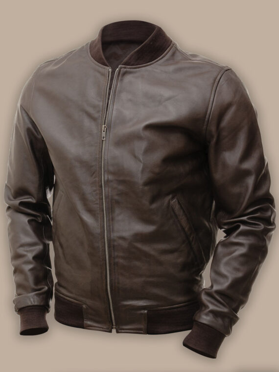 Men Hickory Brown Bomber Jacket