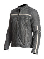 Men’s Distressed Cafe Racer Leather Biker Jacket