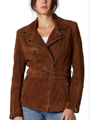 Women’s Suede Leather Belted Coat