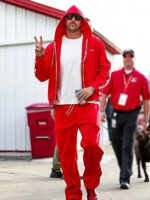 Travis Kelce TNF Celine Red Tracksuit