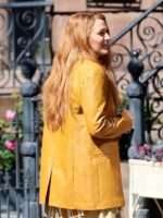 It Ends With Us 2024 Blake Lively Mustard Leather Coat