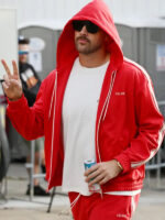 Travis Kelce TNF Celine Red Tracksuit