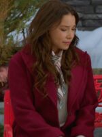 Under The Christmas Sky 2023 Jessica Parker Kennedy Burgundy Coat