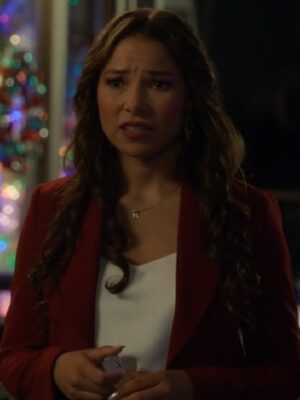 Under The Christmas Sky 2023 Jessica Parker Kennedy Maroon Blazer