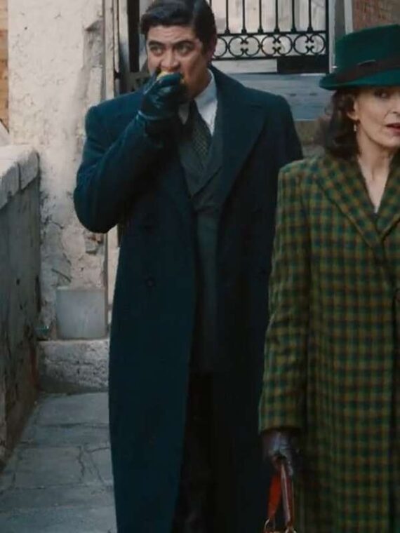 A Haunting in Venice 2023 Riccardo Scamarcio Black Trench Coat