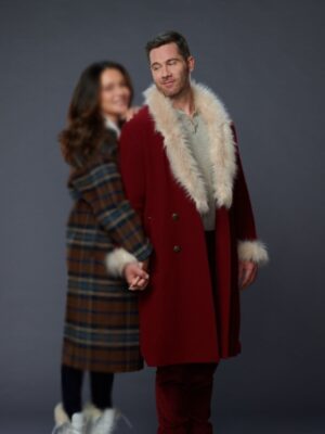 Chris Catch Me If You Claus 2023 Luke Macfarlane Red Shearling Coat