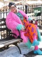 Genie 2023 Melissa McCarthy Pink & Blue Fur Long Coat