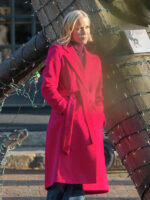 Jessy Schram Mystic Christmas Pink Wool Coat