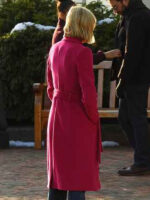 Jessy Schram Mystic Christmas Pink Wool Coat