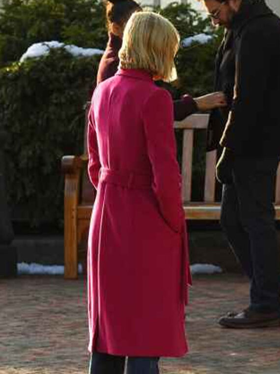 Jessy Schram Mystic Christmas Pink Wool Coat