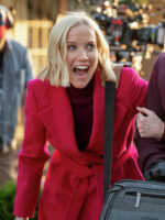Jessy Schram Mystic Christmas Pink Wool Coat
