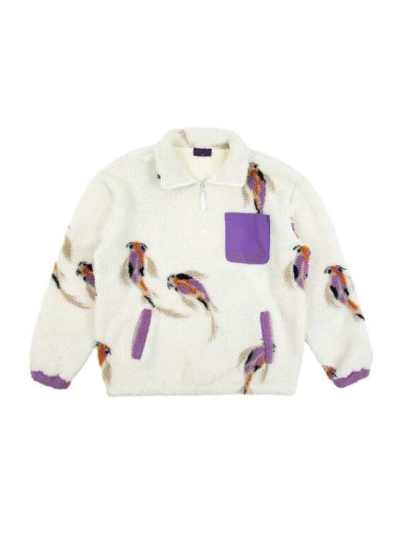 Koi Fish Quarter Zip Sherpa Pullover Sweater