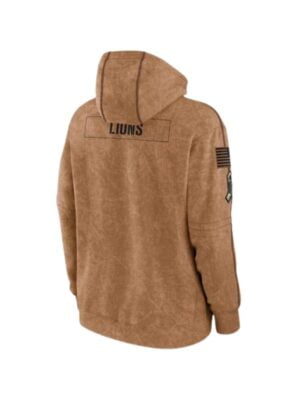 Detroit Lions Salute To Service Brown Fleece Hoodie