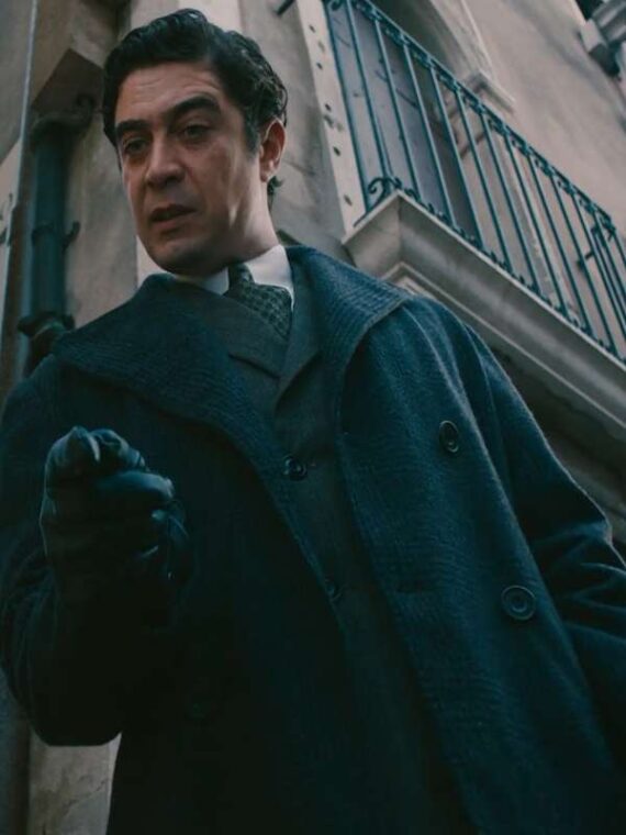 A Haunting in Venice 2023 Riccardo Scamarcio Black Trench Coat