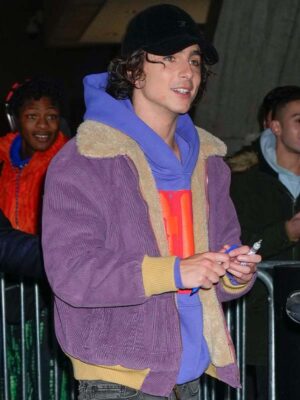 Timothee Chalamet SNL After Party Fur Collar Jacket
