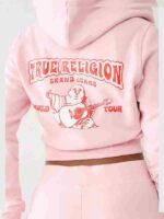 True Religion Women Big T Logo Cropped Hoodie