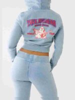 True Religion Women Big T Logo Cropped Hoodie