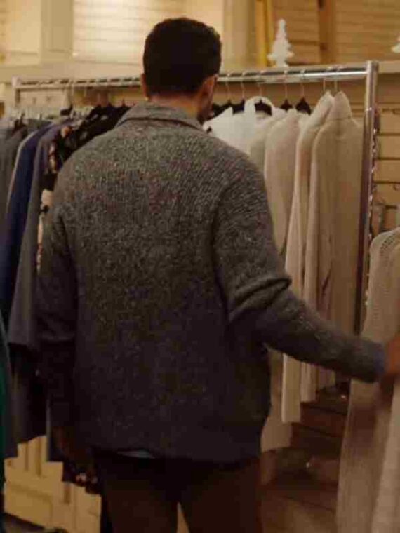 Mom’s Christmas Boyfriend 2023 Zach Smadu Grey Cardigan
