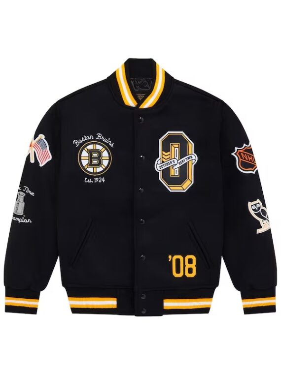 Boston Bruins OVO Black Varsity Jacket