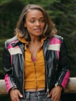 Virgin River S05 Kandyse McClure Black/Pink Cropped Biker Jacket