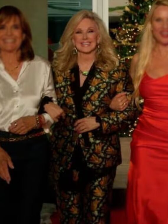 Ladies Of The ’80s A Divas Christmas Morgan Fairchild Black Printed Suit