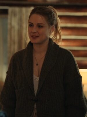 Melinda Monroe Virgin River S05 Alexandra Breckenridge Olive Green Shall Collar Cardigan