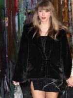 Taylor Swift 34th Birthday Black Faux Fur Coat