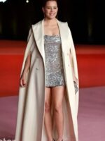 The Academy Gala Elizabeth Banks Long Caped Coat
