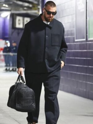 Travis Kelce Cardboard Cutout Black Suit