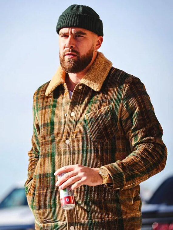 Travis Kelce Plaid Corduroy Jacket