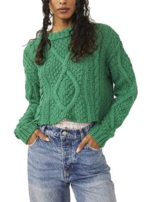 Virgin River S05 Sarah Dugdale Green Chunky Cable Knit Sweater