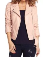 Women’s Asymmetrical Zipper Baby Pink Jacket