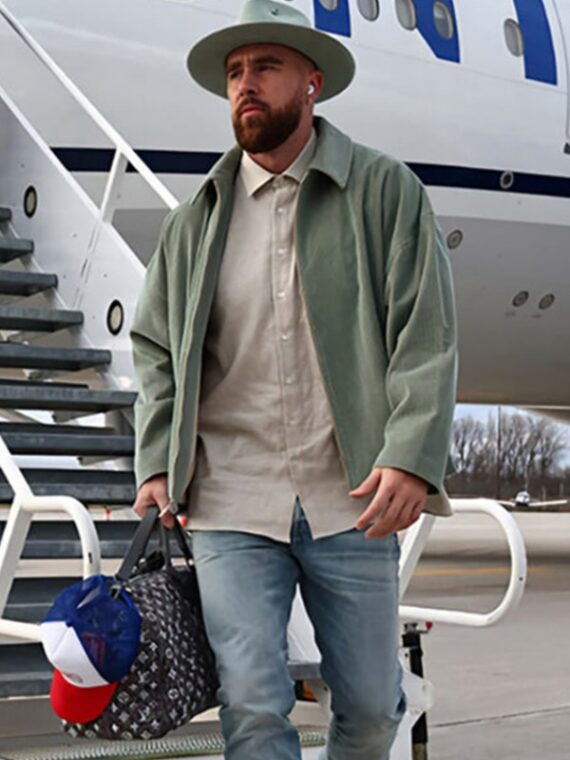 Lambeau Field Travis Kelce Mint Green Corduroy Jacket