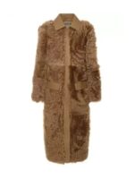 Dakota Johnson Toteme Curly Shearling Lab Coat