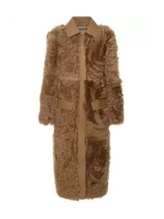 Dakota Johnson Toteme Curly Shearling Lab Coat