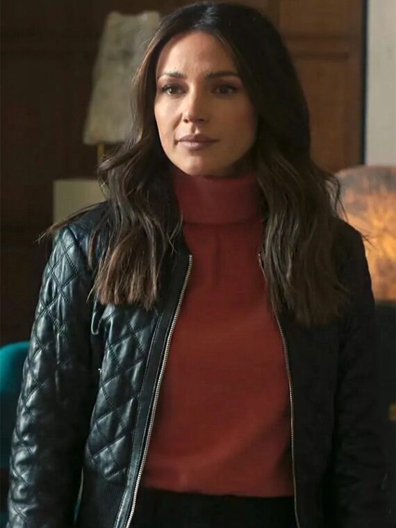 Fool Me Once 2024 Michelle Keegan Black Bomber Leather Jacket