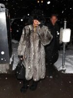 Khloe Kardashian Fur Long Coat