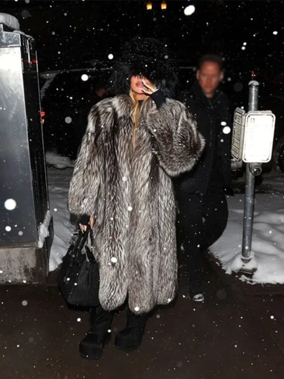 Khloe Kardashian Fur Long Coat