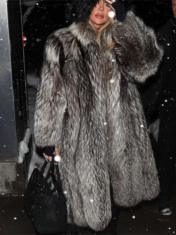Khloe Kardashian Fur Long Coat