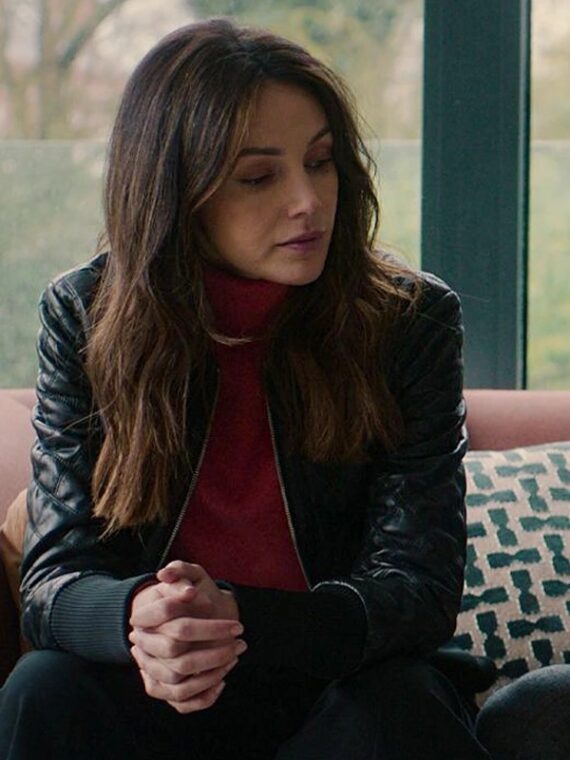 Fool Me Once 2024 Michelle Keegan Black Bomber Leather Jacket